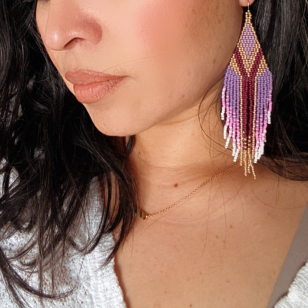 Lira Seed Bead Earrings - Picture 8 of 8